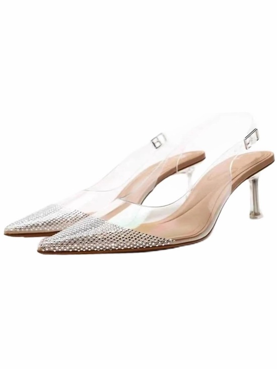 Zara Shoes - Zara Clear Vinyl Rhinestone Pointed Toe Slingback Kitten Heels US 8 NWT